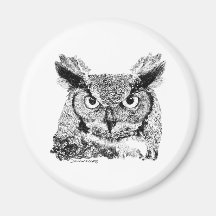 Hibou à cornes magnets pour réfrigérateur