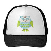 Hibou à motifs de losanges bleu casquette de camionneur