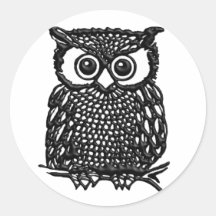 Hibou Autocollants Ronds