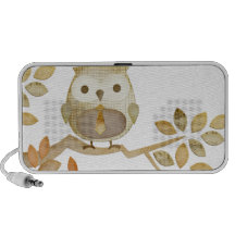 Hibou avec la cravate dans le griffonnage d'arbre haut-parleur ordinateur portable