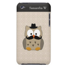 Hibou avec la moustache et le chapeau étuis barely there iPod
