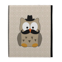 Hibou avec la moustache et le chapeau étui iPad folio
