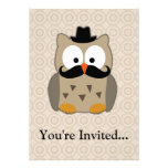 Hibou avec la moustache et le chapeau invitation