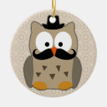 Hibou avec la moustache et le chapeau décorations de noël
