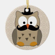 Hibou avec la moustache et le chapeau décorations de noël