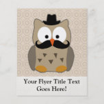Hibou avec la moustache et le chapeau prospectus personnalisés