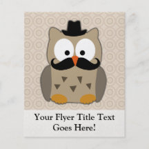 Hibou avec la moustache et le chapeau prospectus personnalisés