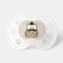 Hibou avec la moustache et le chapeau sucette pour bébé