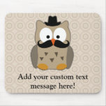 Hibou avec la moustache et le chapeau tapis de souris