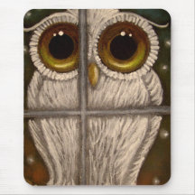 HIBOU BLANC 2 Mousepad de MILOU d'IMAGINAIRE Tapis De Souris