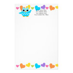 Hibou bleu papier à lettre personnalisé