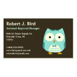 Hibou bleu portant un carte de visite de cravate d