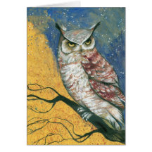 hibou coloré carte de vœux