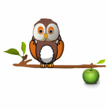 Hibou de bande dessinée sur la branche photo en découpe
