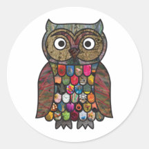 Hibou de patchwork autocollants