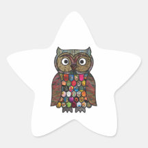 Hibou de patchwork autocollants en étoile