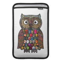 Hibou de patchwork poches pour macbook air