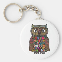 Hibou de patchwork porte-clé