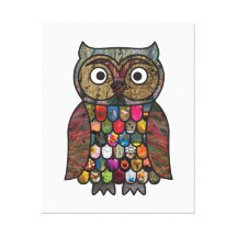 Hibou de patchwork toiles tendues sur châssis