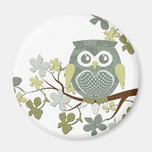 Hibou de point de polka dans l'arbre magnets pour réfrigérateur