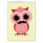 hibou drôle avec la moustache carte de vœux