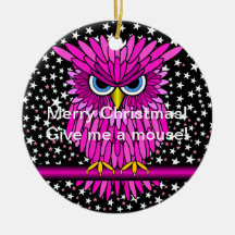 hibou drôle de Joyeux Noël Ornement