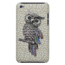 Hibou et bijoux argentés de Faux sur la copie de d Étui iPod Touch