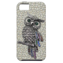 Hibou et bijoux imprimés par argent sur des diaman coques iPhone 5