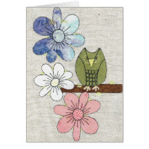 Hibou et fleurs occasionnels cartes de vœux
