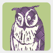 Hibou géométrique stylisé pourpre adhésif