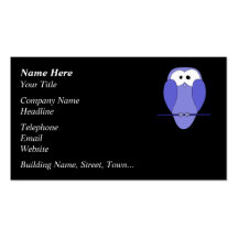Hibou la nuit. Bleu, noir Cartes De Visite Professionnelles