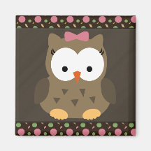 Hibou mignon de bébé avec l'arc rose aimant
