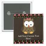 Hibou mignon de bébé avec l'arc rose badges