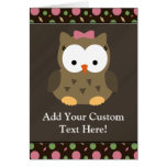Hibou mignon de bébé avec l'arc rose carte de vœux