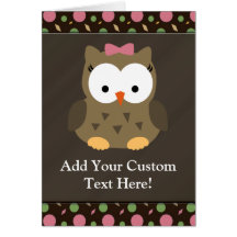 Hibou mignon de bébé avec l'arc rose carte de vœux