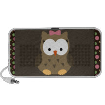 Hibou mignon de bébé avec l'arc rose haut-parleur mobile