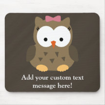 Hibou mignon de bébé avec l'arc rose tapis de souris