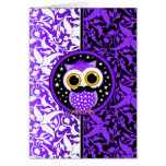 hibou mignon de moustache carte de vœux