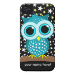 hibou mignon de turquoise coques iPhone 4 Case-Mate