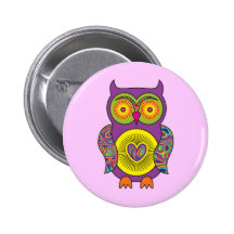 Hibou psychédélique pourpre pin's
