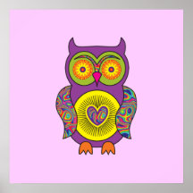 Hibou psychédélique pourpre posters