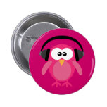 Hibou rose avec des écouteurs badges avec agrafe