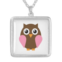 Hibou rose collier personnalisé