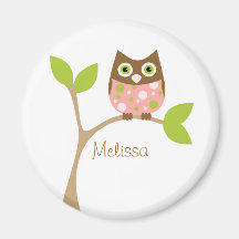 Hibou rose de bébé aimants pour réfrigérateur