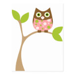 Hibou rose de bébé cartes postales