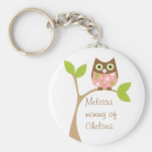Hibou rose de bébé porte-clef