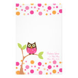 Hibou rose lumineux de bébé motifs pour papier à lettre