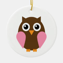 Hibou rose ornements