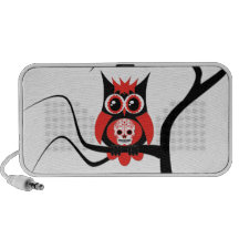 Hibou rouge de crâne de sucre dans le griffonnage  haut-parleur mp3