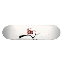 Hibou rouge de crâne de sucre en planche à roulett